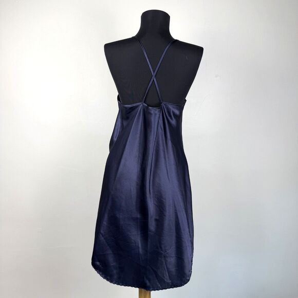 Vintage Petra Fashions Navy Slip Dress Medium Strappy Nightgown Made in USA - Picture 4 of 6
